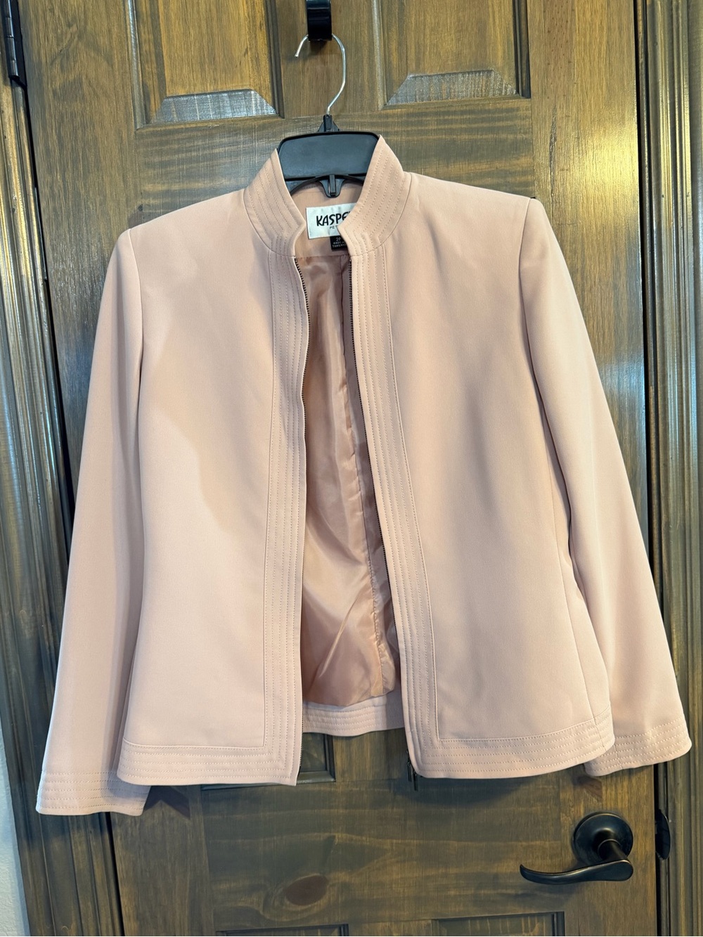 Kasper Women's Pale Pink Open-Front Collarless Jacket